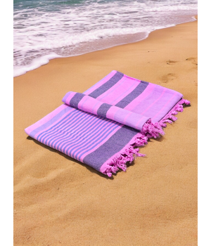 Pink Cotton Hammam Beach Towel with Knotted Tassles