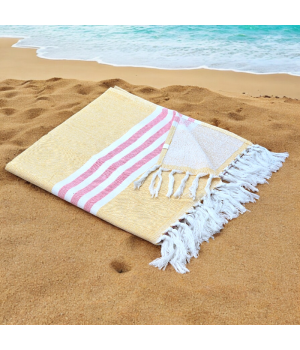 Sunshine - Cotton Hammam Beach Towel with reversible Toweling