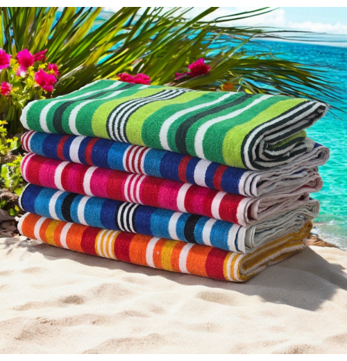 Stripe Cotton Velour Beach Towels