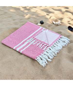 Flamingo - Cotton Hammam Beach Towel with reversible Toweling