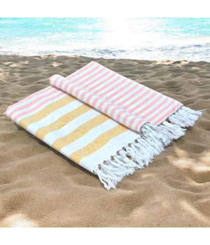 Sunrise - Cotton Hammam Beach Towel with reversible Toweling