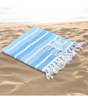 Azure - Cotton Hammam Beach Towel with reversible Toweling