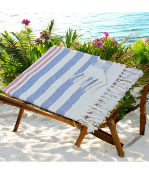 Clouds  - Cotton Hammam Beach Towel with reversible Toweling