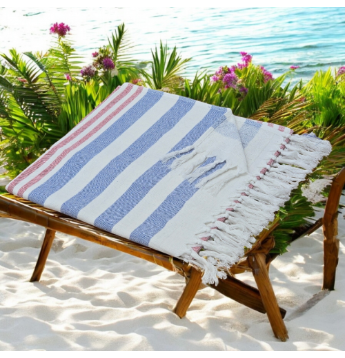 Clouds  - Cotton Hammam Beach Towel with reversible Toweling